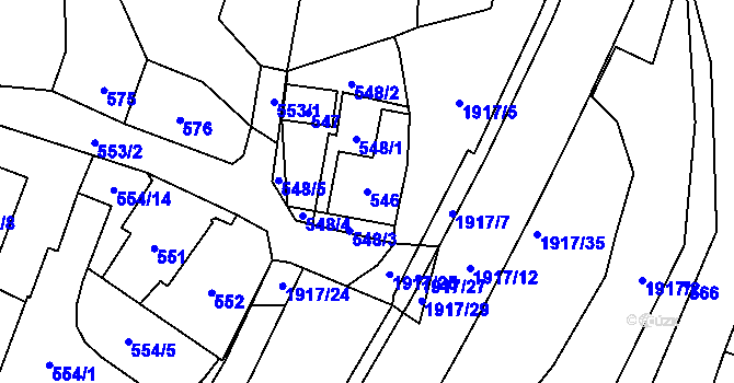 Parcela st. 546 v KÚ Jasenka, Katastrální mapa