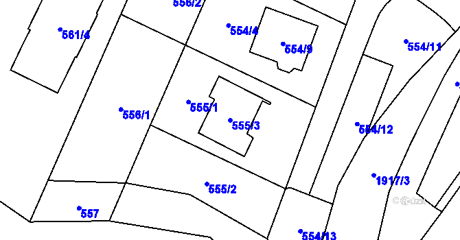 Parcela st. 555/3 v KÚ Jasenka, Katastrální mapa