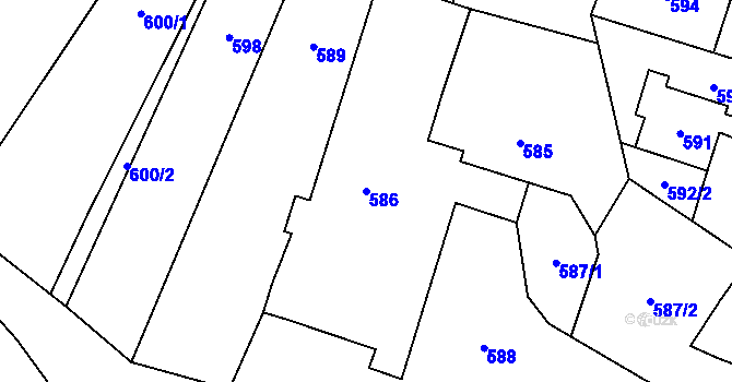 Parcela st. 586 v KÚ Jasenka, Katastrální mapa