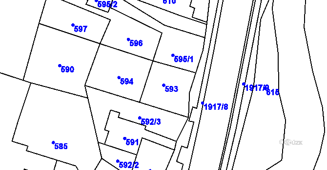 Parcela st. 593 v KÚ Jasenka, Katastrální mapa