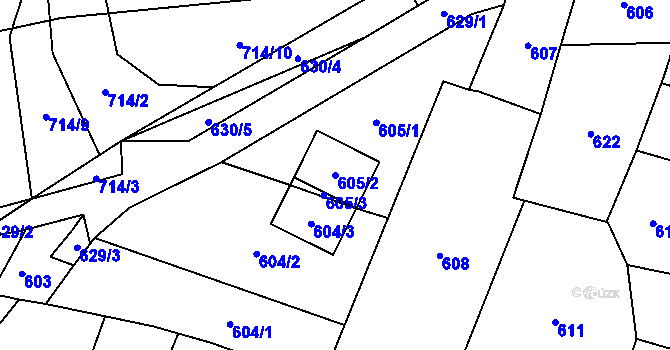 Parcela st. 605/2 v KÚ Jasenka, Katastrální mapa