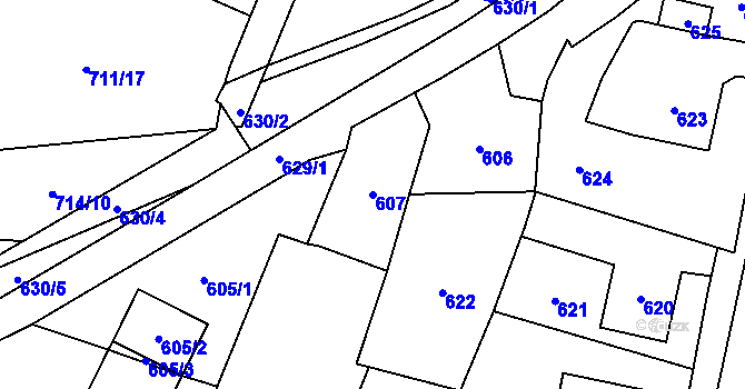 Parcela st. 607 v KÚ Jasenka, Katastrální mapa