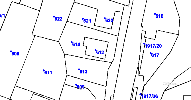Parcela st. 612 v KÚ Jasenka, Katastrální mapa