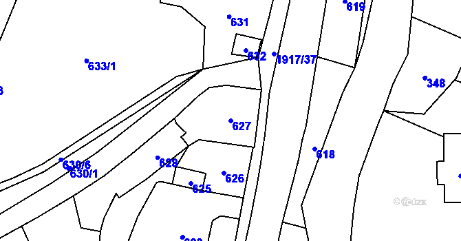 Parcela st. 627 v KÚ Jasenka, Katastrální mapa