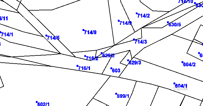 Parcela st. 629/2 v KÚ Jasenka, Katastrální mapa