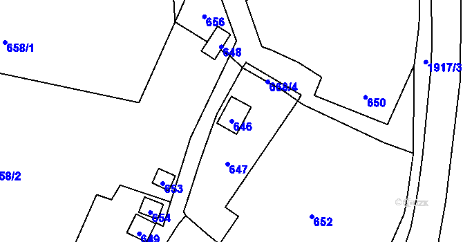 Parcela st. 646 v KÚ Jasenka, Katastrální mapa