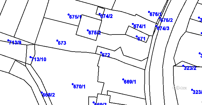 Parcela st. 672 v KÚ Jasenka, Katastrální mapa