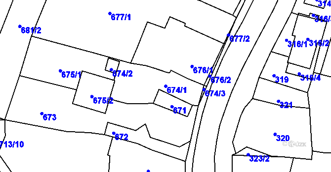 Parcela st. 674/1 v KÚ Jasenka, Katastrální mapa