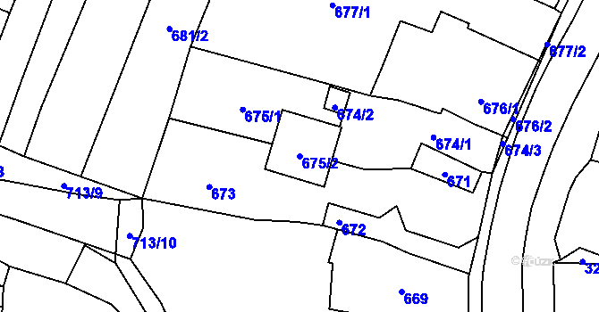 Parcela st. 675/2 v KÚ Jasenka, Katastrální mapa