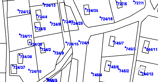 Parcela st. 724/1 v KÚ Jasenka, Katastrální mapa
