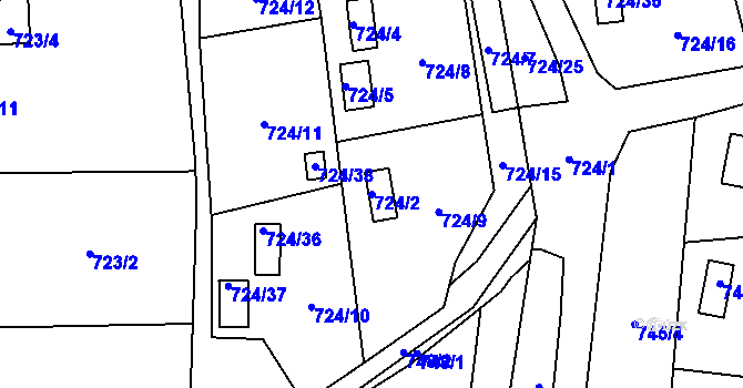 Parcela st. 724/2 v KÚ Jasenka, Katastrální mapa