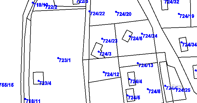 Parcela st. 724/3 v KÚ Jasenka, Katastrální mapa