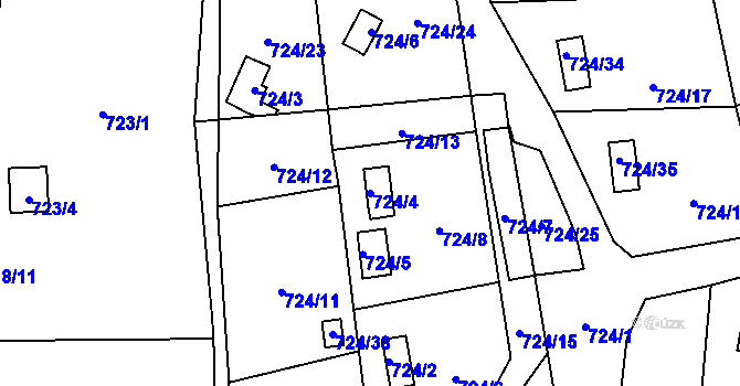 Parcela st. 724/4 v KÚ Jasenka, Katastrální mapa