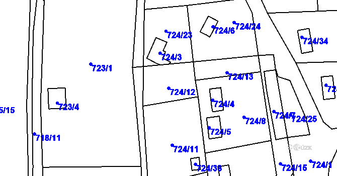 Parcela st. 724/12 v KÚ Jasenka, Katastrální mapa