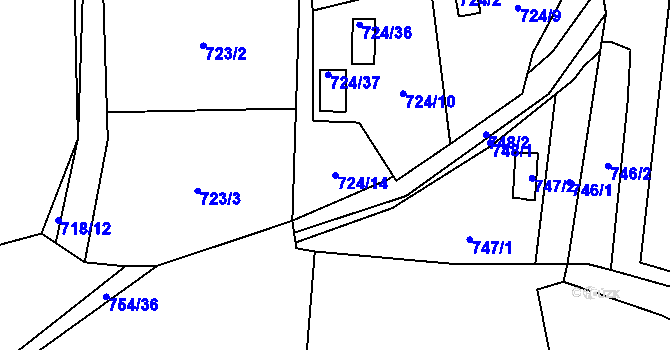 Parcela st. 724/14 v KÚ Jasenka, Katastrální mapa
