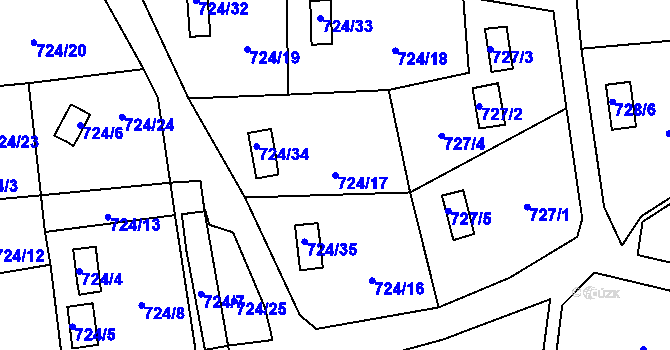 Parcela st. 724/17 v KÚ Jasenka, Katastrální mapa