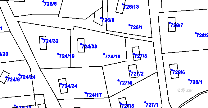 Parcela st. 724/18 v KÚ Jasenka, Katastrální mapa