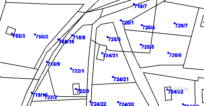 Parcela st. 724/31 v KÚ Jasenka, Katastrální mapa