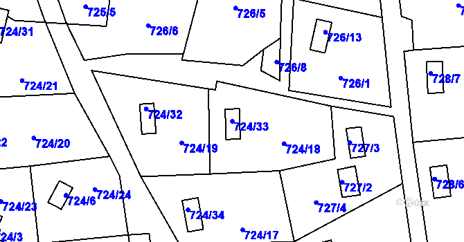 Parcela st. 724/33 v KÚ Jasenka, Katastrální mapa