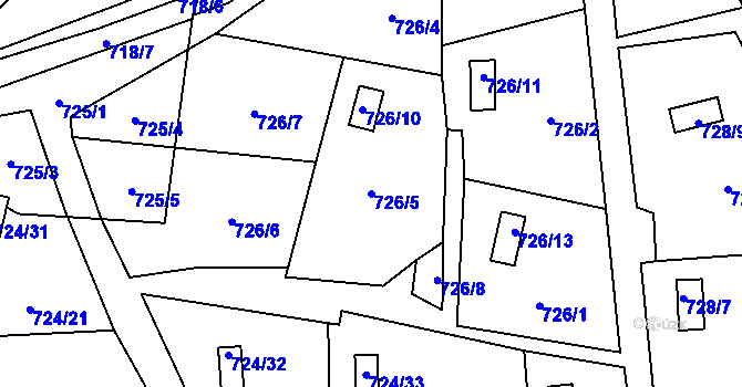 Parcela st. 726/5 v KÚ Jasenka, Katastrální mapa