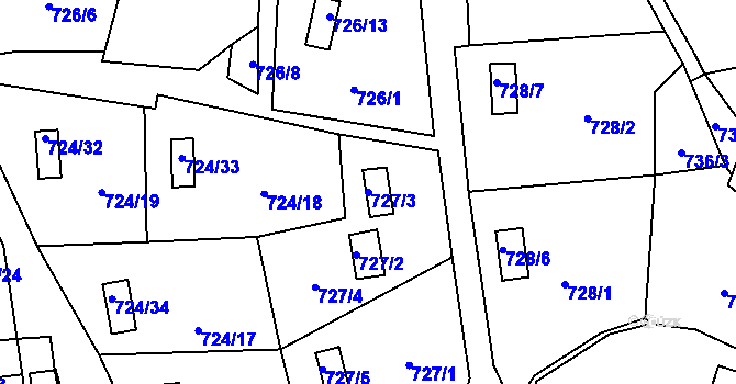 Parcela st. 727/3 v KÚ Jasenka, Katastrální mapa