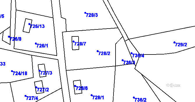 Parcela st. 728/2 v KÚ Jasenka, Katastrální mapa