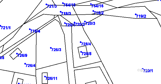 Parcela st. 728/4 v KÚ Jasenka, Katastrální mapa