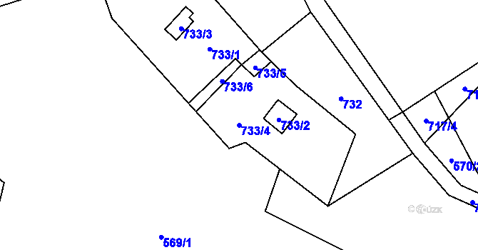 Parcela st. 733/4 v KÚ Jasenka, Katastrální mapa