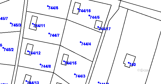 Parcela st. 744/4 v KÚ Jasenka, Katastrální mapa