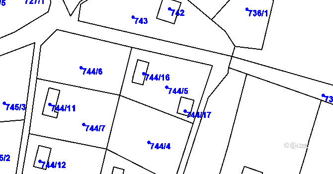 Parcela st. 744/5 v KÚ Jasenka, Katastrální mapa
