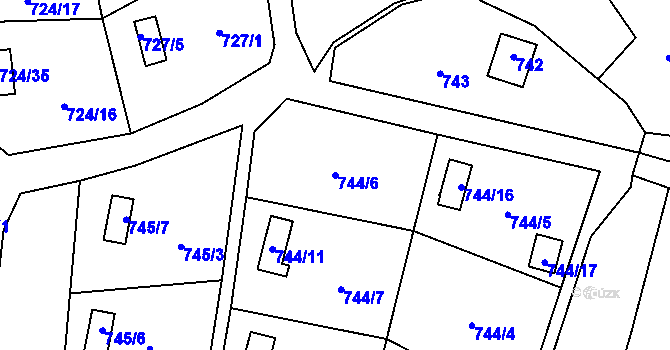 Parcela st. 744/6 v KÚ Jasenka, Katastrální mapa