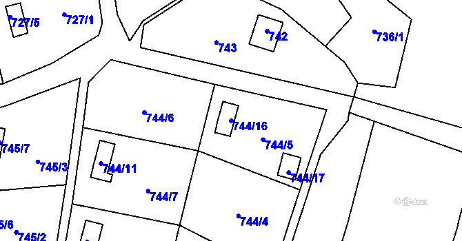 Parcela st. 744/16 v KÚ Jasenka, Katastrální mapa
