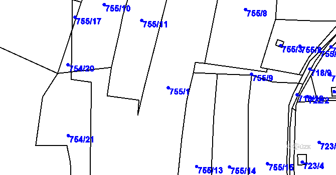 Parcela st. 755/1 v KÚ Jasenka, Katastrální mapa