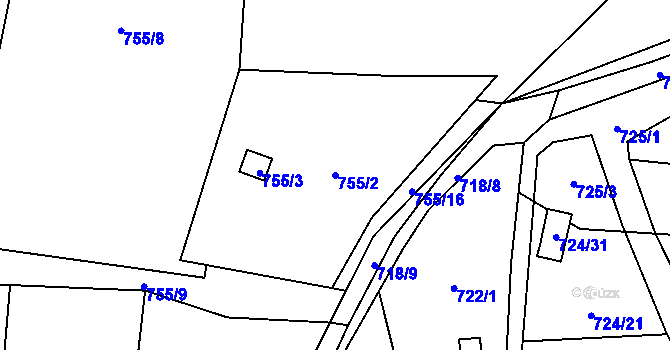 Parcela st. 755/2 v KÚ Jasenka, Katastrální mapa