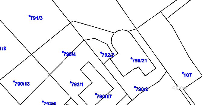 Parcela st. 792/2 v KÚ Jasenka, Katastrální mapa