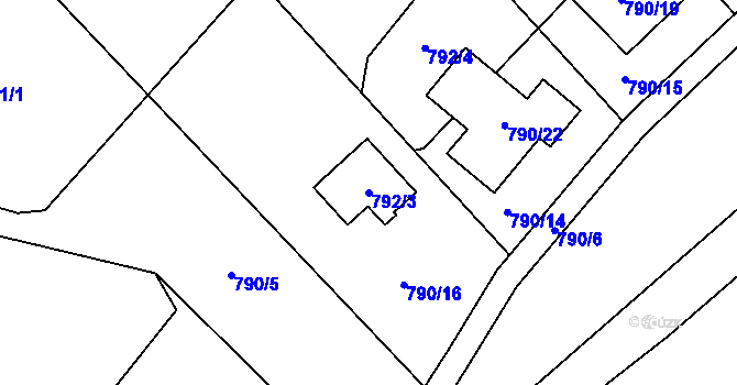 Parcela st. 792/3 v KÚ Jasenka, Katastrální mapa