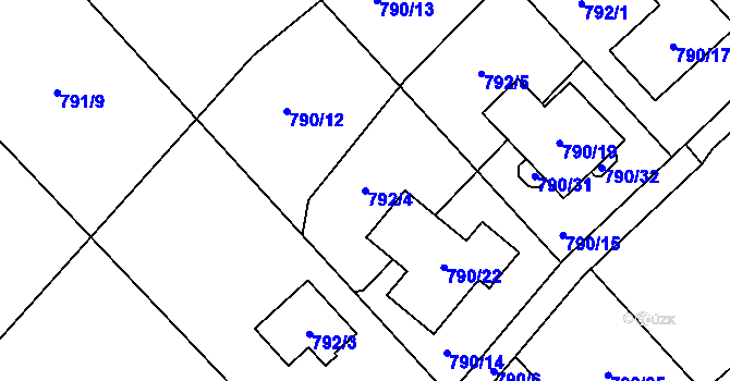 Parcela st. 792/4 v KÚ Jasenka, Katastrální mapa
