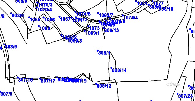 Parcela st. 808/1 v KÚ Jasenka, Katastrální mapa