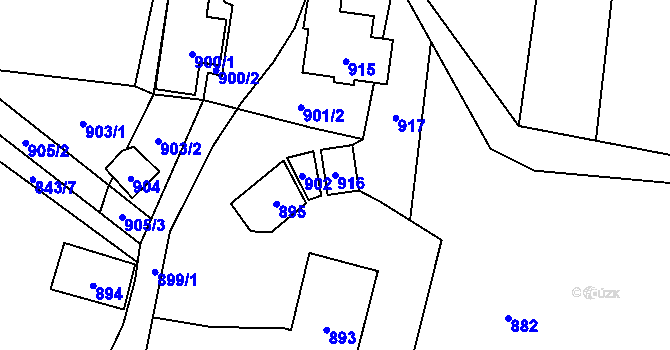Parcela st. 916 v KÚ Jasenka, Katastrální mapa