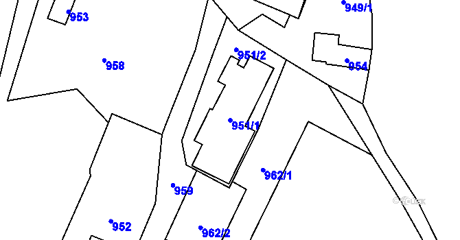 Parcela st. 951/1 v KÚ Jasenka, Katastrální mapa