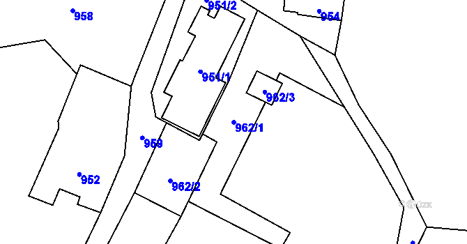 Parcela st. 962/1 v KÚ Jasenka, Katastrální mapa