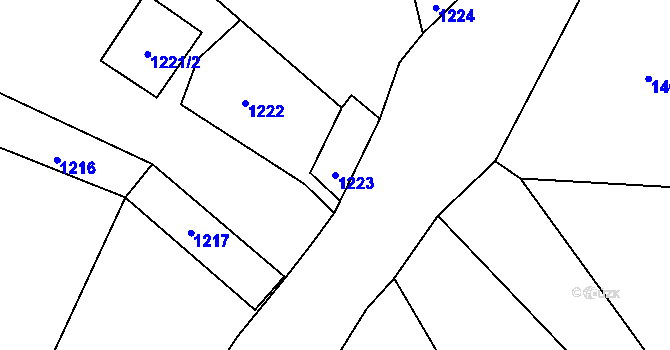Parcela st. 1223 v KÚ Jasenka, Katastrální mapa