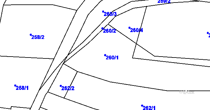 Parcela st. 260/1 v KÚ Jasenka, Katastrální mapa