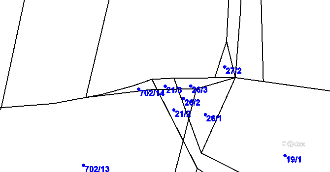 Parcela st. 21/3 v KÚ Jasenka, Katastrální mapa