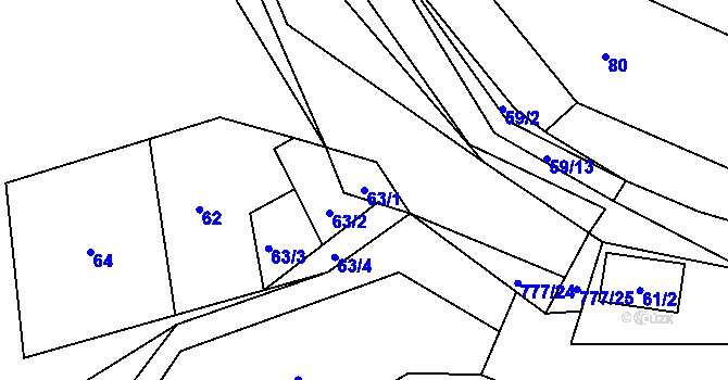Parcela st. 63/1 v KÚ Jasenka, Katastrální mapa
