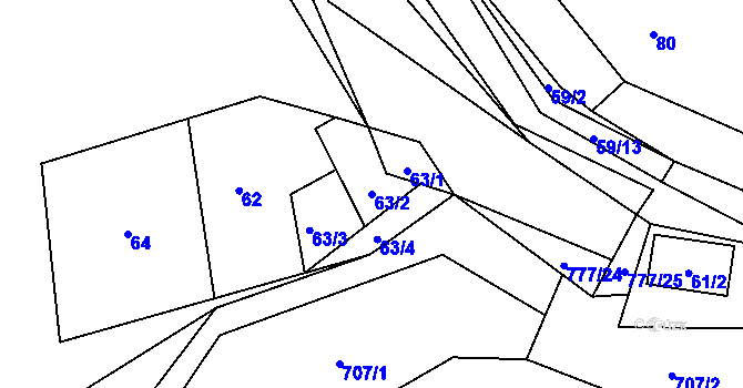 Parcela st. 63/2 v KÚ Jasenka, Katastrální mapa