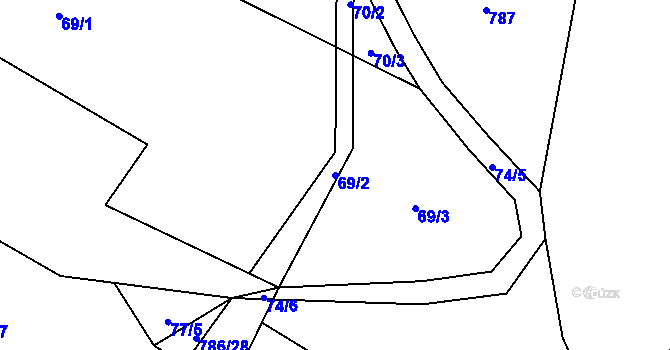Parcela st. 69/2 v KÚ Jasenka, Katastrální mapa