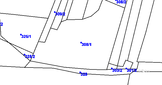 Parcela st. 308/1 v KÚ Jasenka, Katastrální mapa