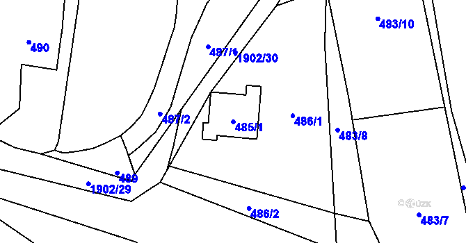 Parcela st. 485/1 v KÚ Jasenka, Katastrální mapa