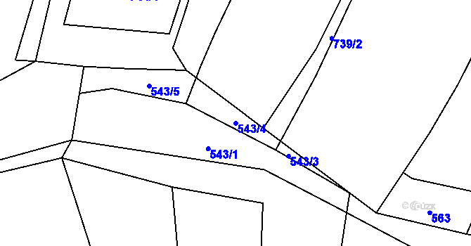 Parcela st. 543/4 v KÚ Jasenka, Katastrální mapa